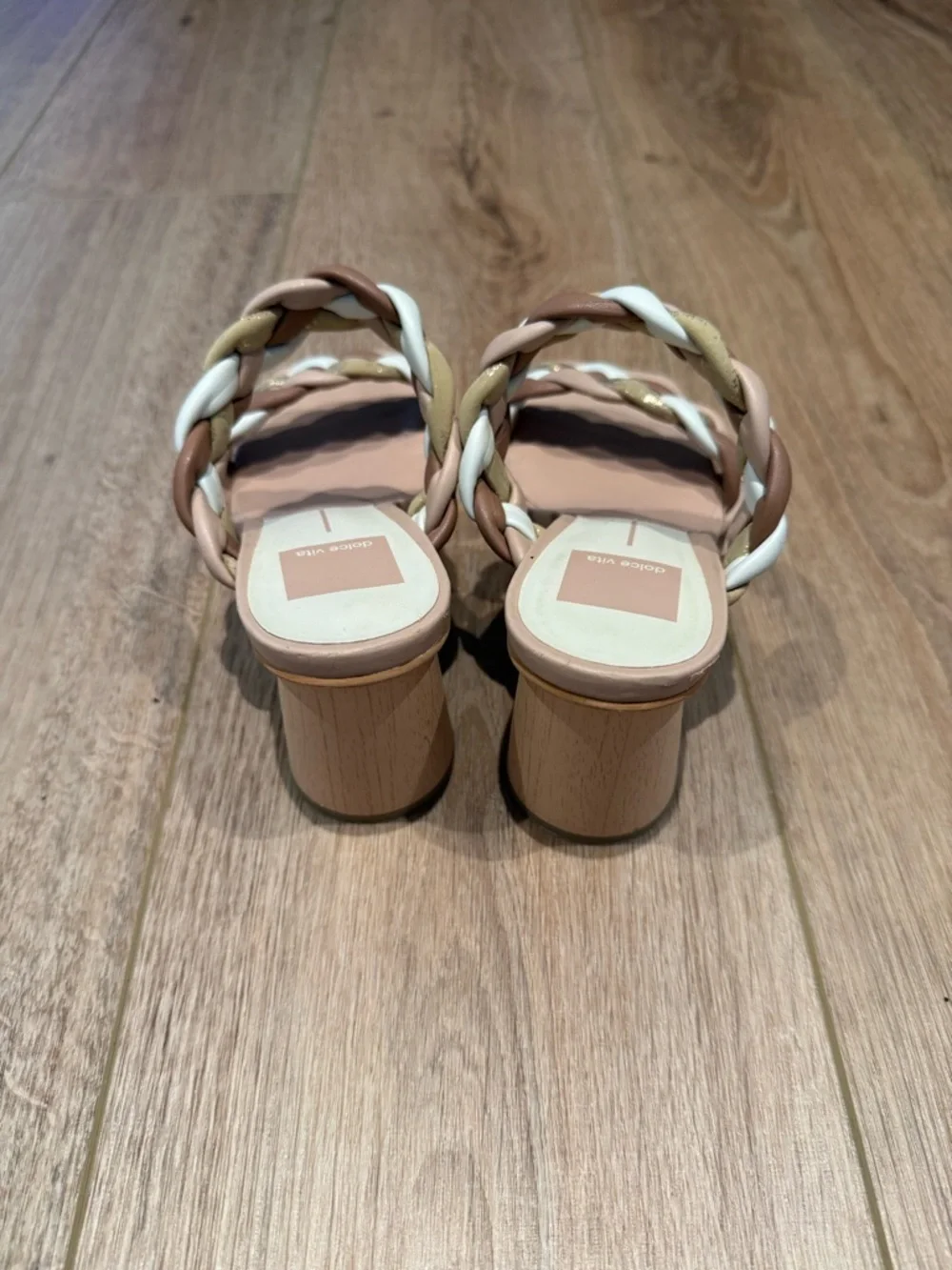 Dolce‎ Vita Blush, White & Gold Braided Strap Heeled Sandals